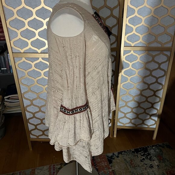 Free People Size S Beige For The Love of Flowers Boho Cold Shoulder Tunic Top - Picture 6 of 16